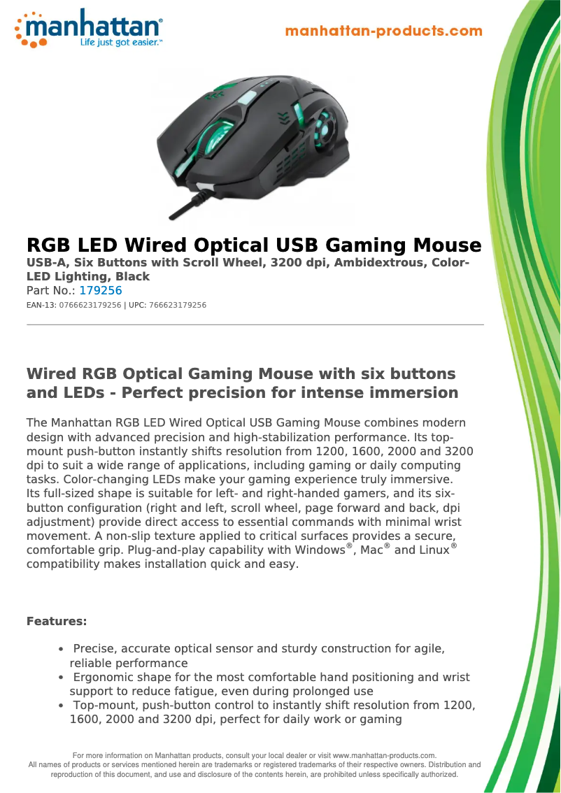 Page 1 de la notice Fiche technique Manhattan 179256