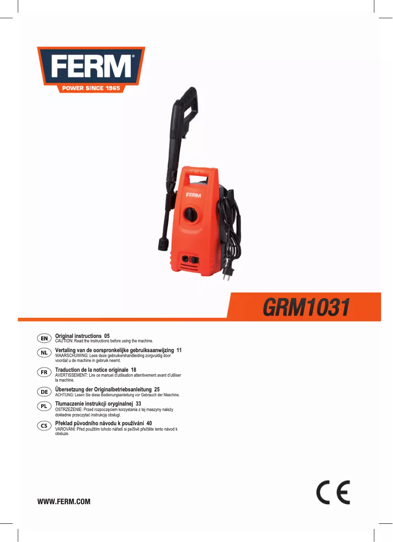 Page 1 de la notice Manuel utilisateur Ferm GRM1031