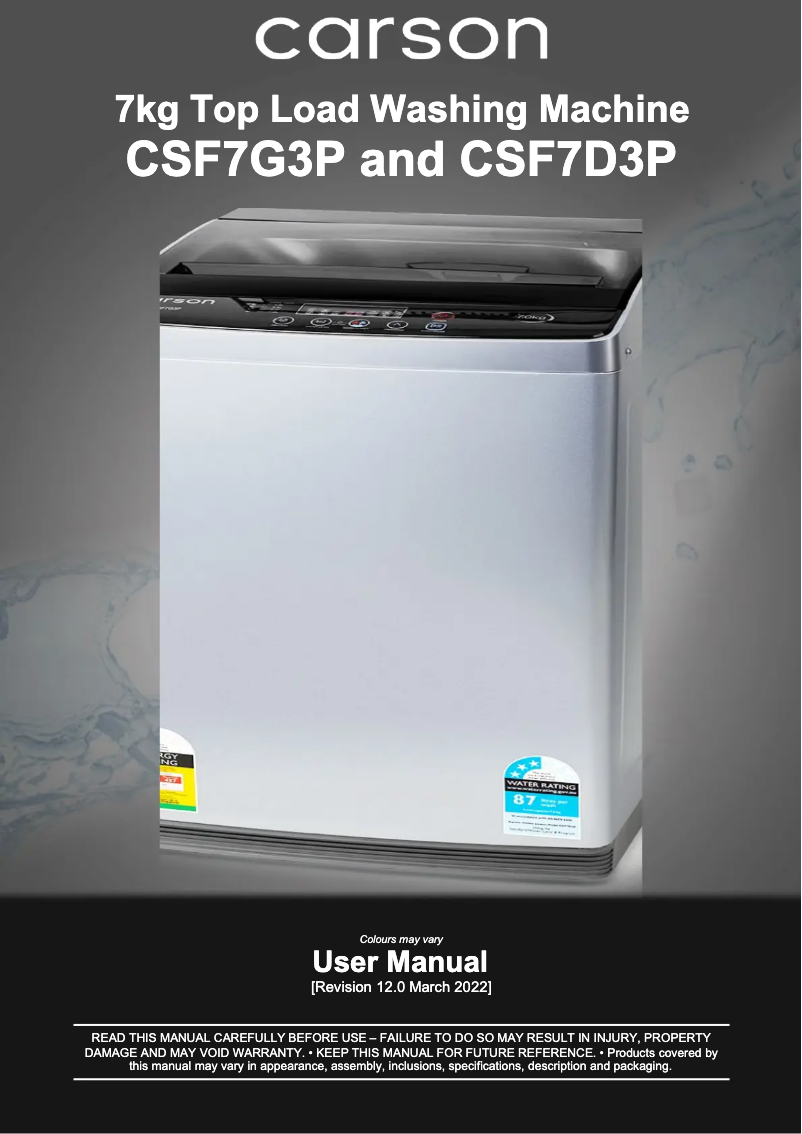 Page 1 de la notice Manuel utilisateur Carson CSF7G3P