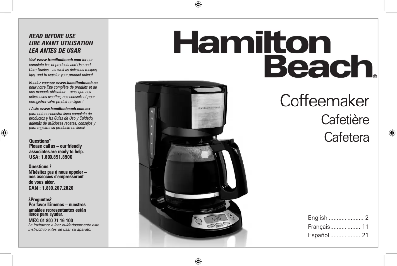 Page n°1 - Manuel d'utilisation et d'entretien Hamilton Beach Programmable Clock 49615