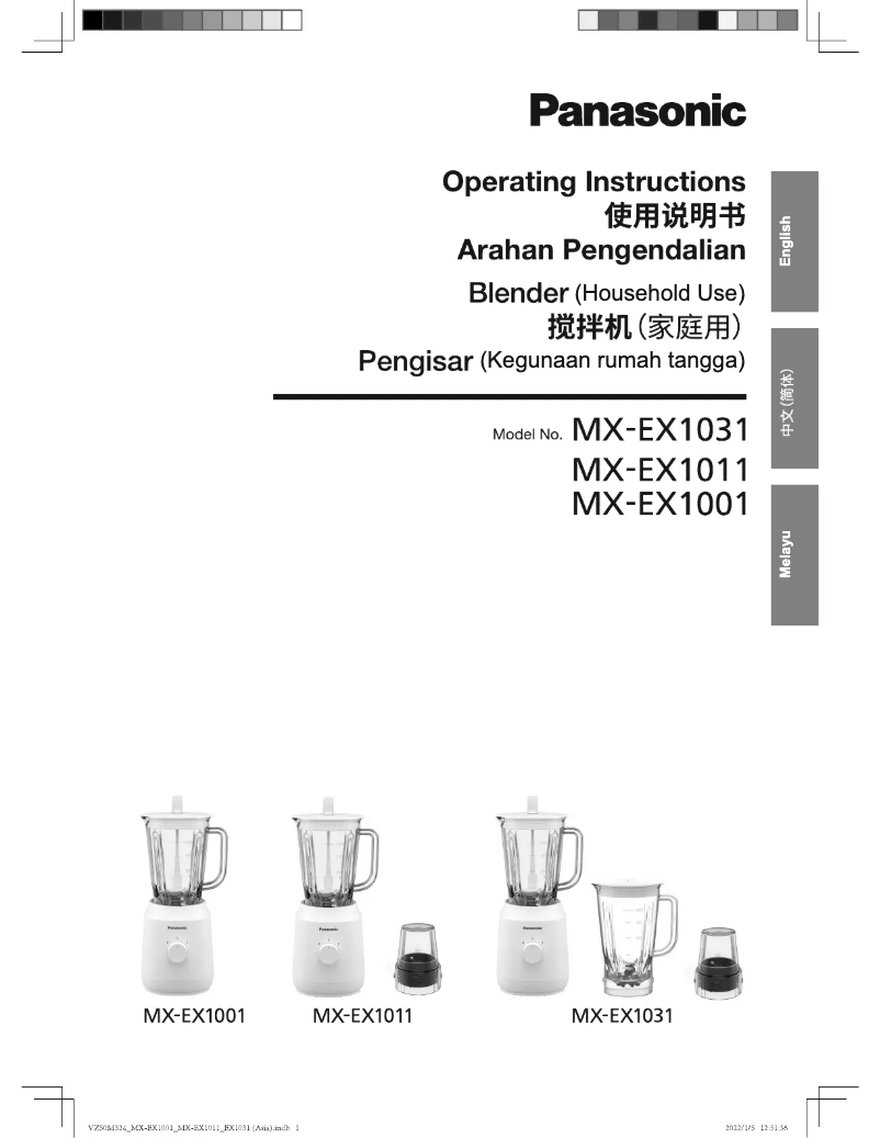 Page 1 de la notice Manuel utilisateur Panasonic MX-EX1001