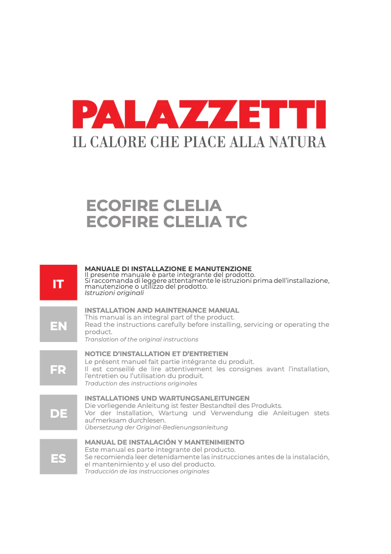 Page n°1 - Manuel utilisateur Palazzetti CLELIA 12 US Pro 2