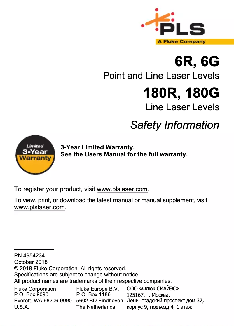 Page n°1 - Instructions de sécurité PLS 6G