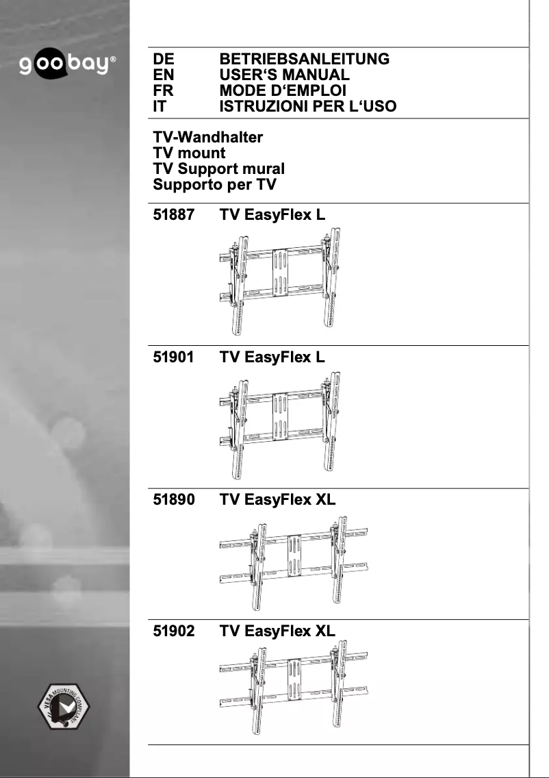 Page 1 de la notice Manuel utilisateur Goobay TV EasyFlex XL