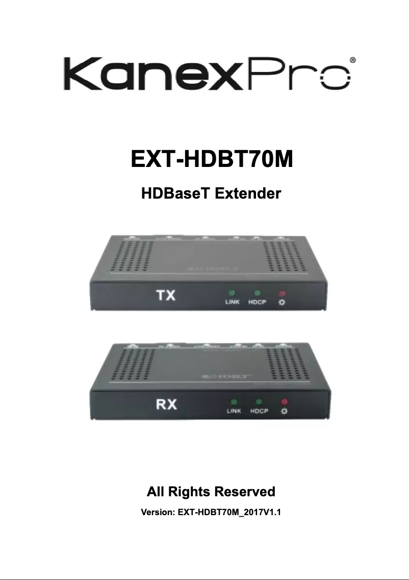 Page n°1 - Manuel utilisateur KanexPro EXT-HDBT70MTX