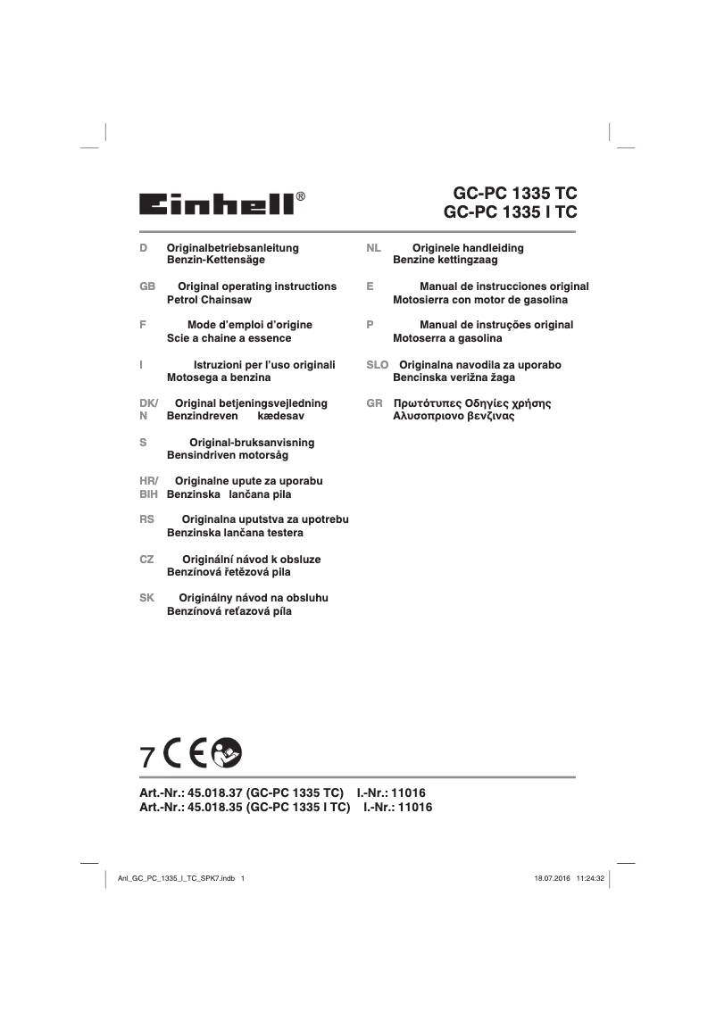 Page 1 de la notice Mode d'emploi Einhell GC-PC 1335 I TC