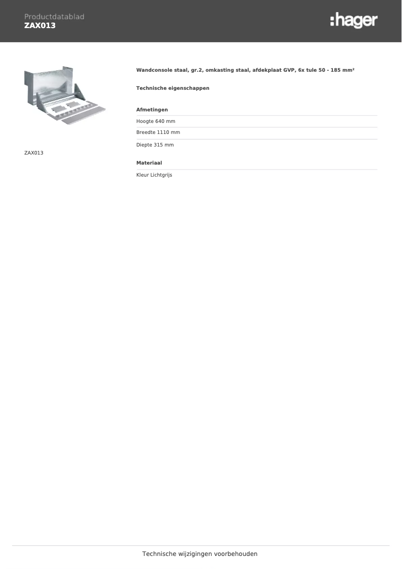 Page 1 de la notice Manuel utilisateur Hager ZAX013