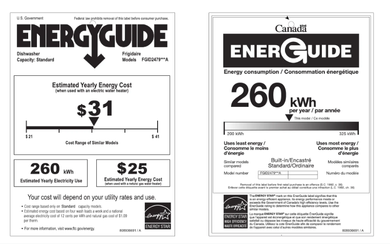 Page n°1 - Label énergétique Frigidaire FGID2479SF