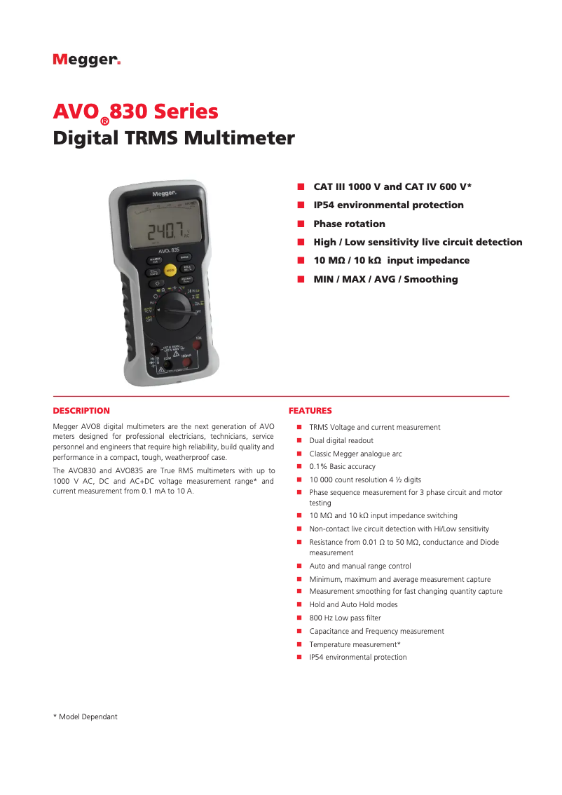 Image de la première page du manuel de l'appareil AVO830