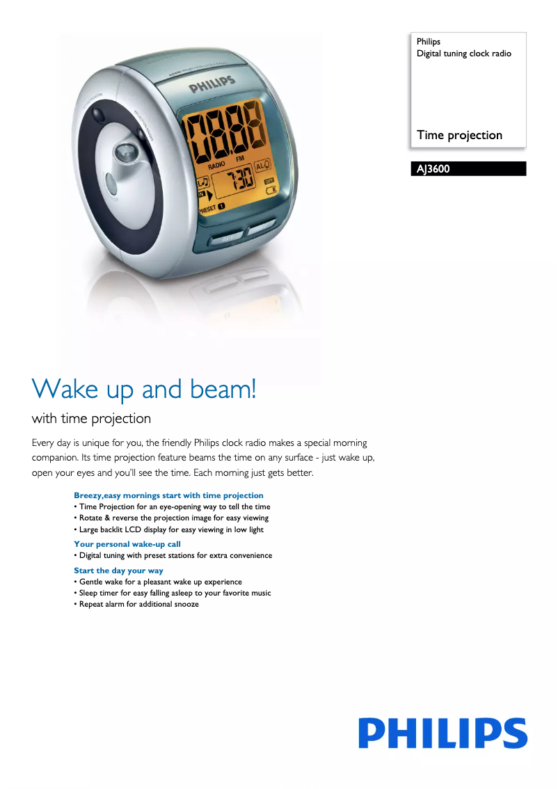 Page 1 de la notice Fiche technique Philips AJ3600