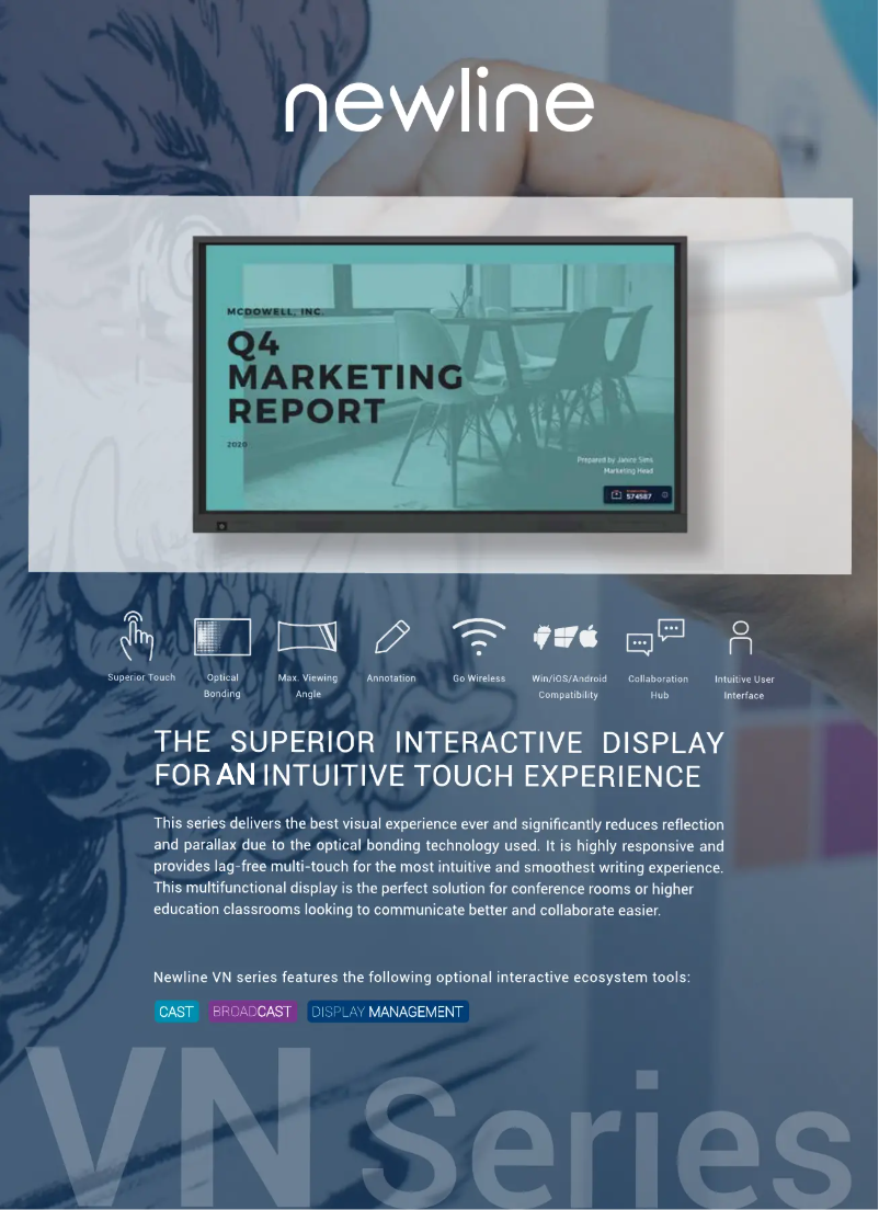 Page 1 de la notice Fiche technique Newline TT-6518VN