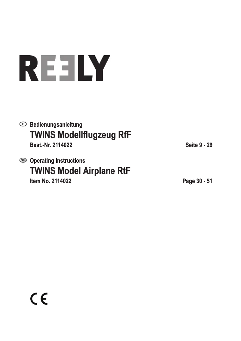 Page 1 de la notice Manuel utilisateur Reely TWINS