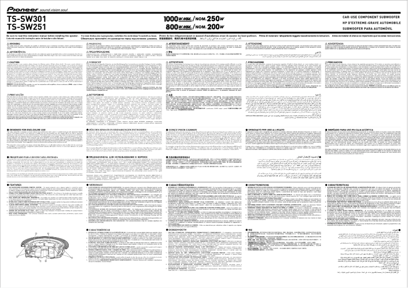 Page 1 de la notice Manuel utilisateur Pioneer TS-SW301