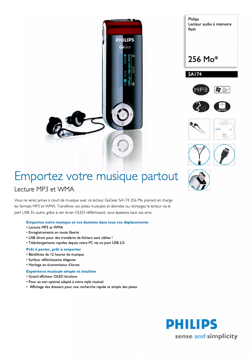 Image de la première page du manuel de l'appareil GoGear SA174