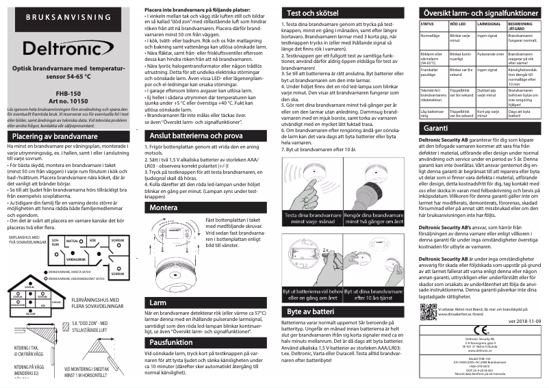 Page n°1 - Manuel utilisateur Deltronic FHB-150