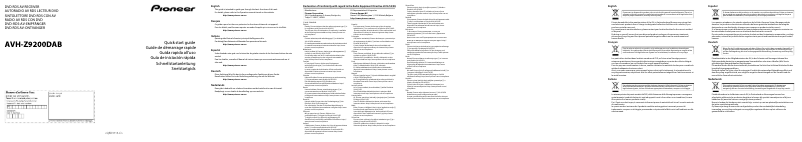 Page 1 de la notice Guide de démarrage rapide Pioneer AVH-Z9200DAB