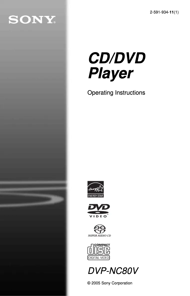 Page n°1 - Manuel utilisateur Sony DVP-NC80V