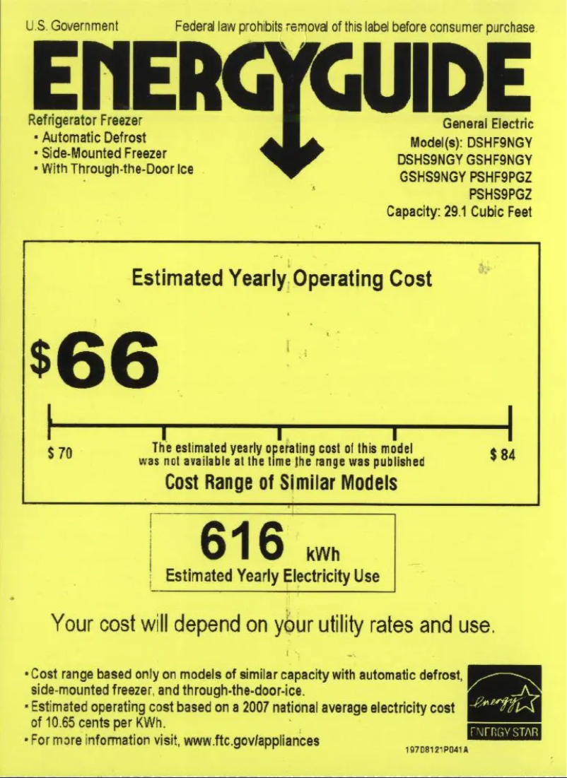 Page n°1 - Label énergétique GE Adora DSHS9NGYSS