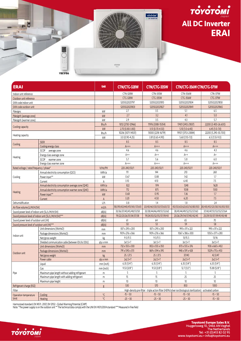 Page n°1 - Fiche technique Toyotomi CTN/CTG-356W