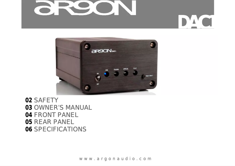 Página 1 del manual Manual de usuario Argon DAC1