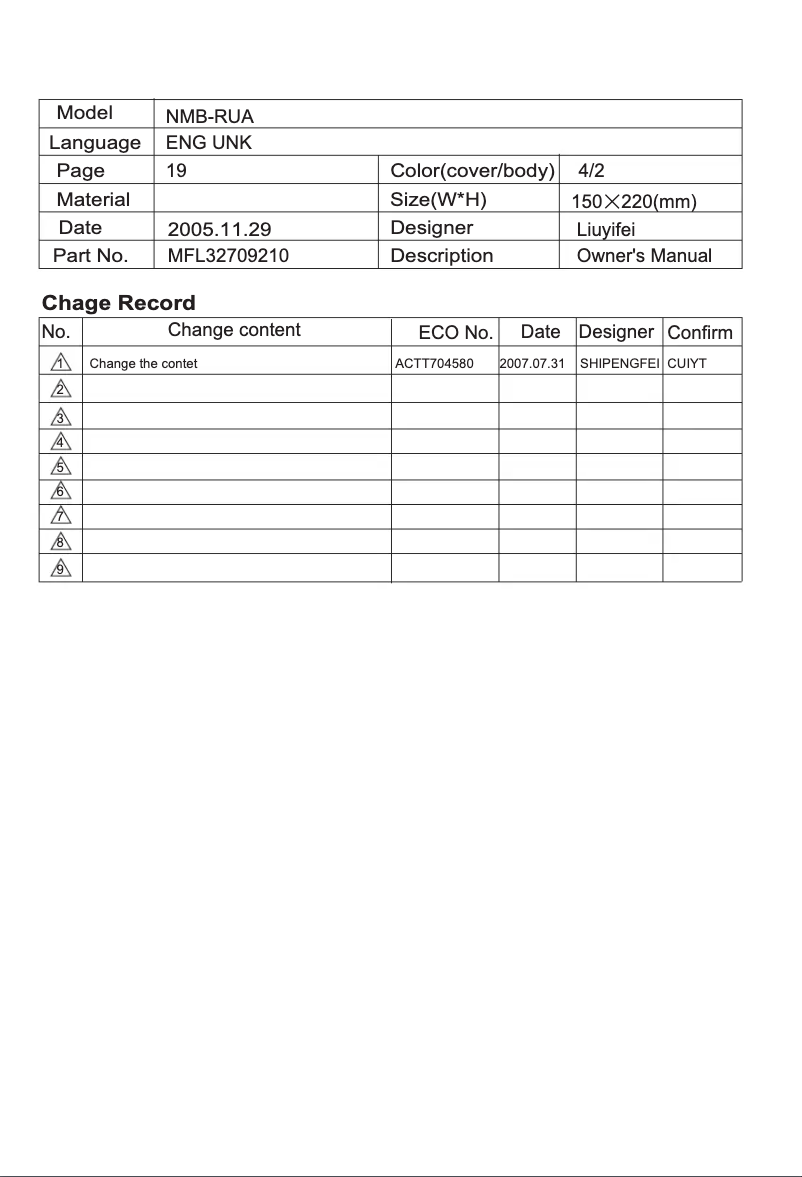 Page n°1 - Manuel utilisateur LG V-C6502HT