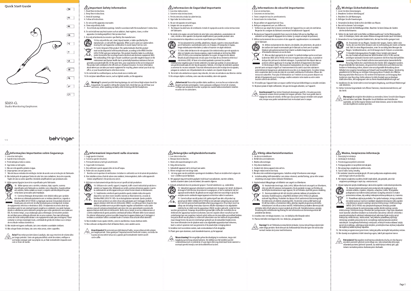 Página 1 del manual Guía de inicio rápido Behringer SD251-CL