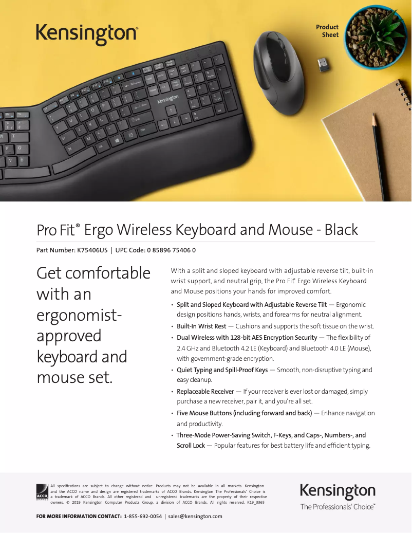 Page n°1 - Manuel utilisateur Kensington Pro Fit Ergo Wireless