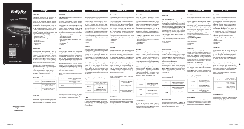 Page 1 de la notice Manuel utilisateur BaByliss Expert 2200