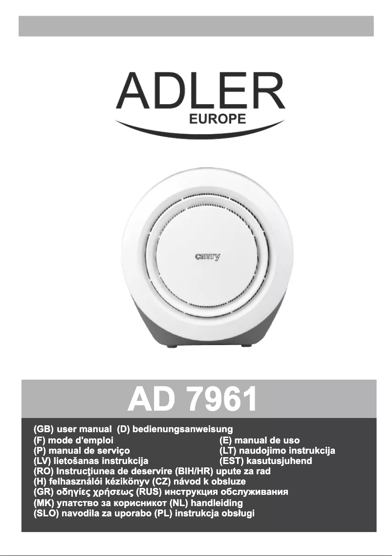 Page n°1 - Manuel utilisateur Adler AD7961