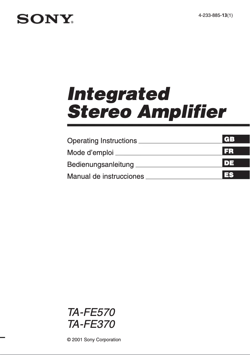 Page n°1 - Manuel utilisateur Sony TA-FE570