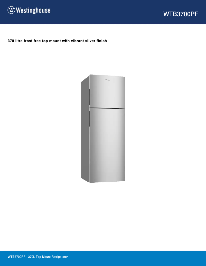 Page n°1 - Fiche technique Westinghouse WTB3700PF