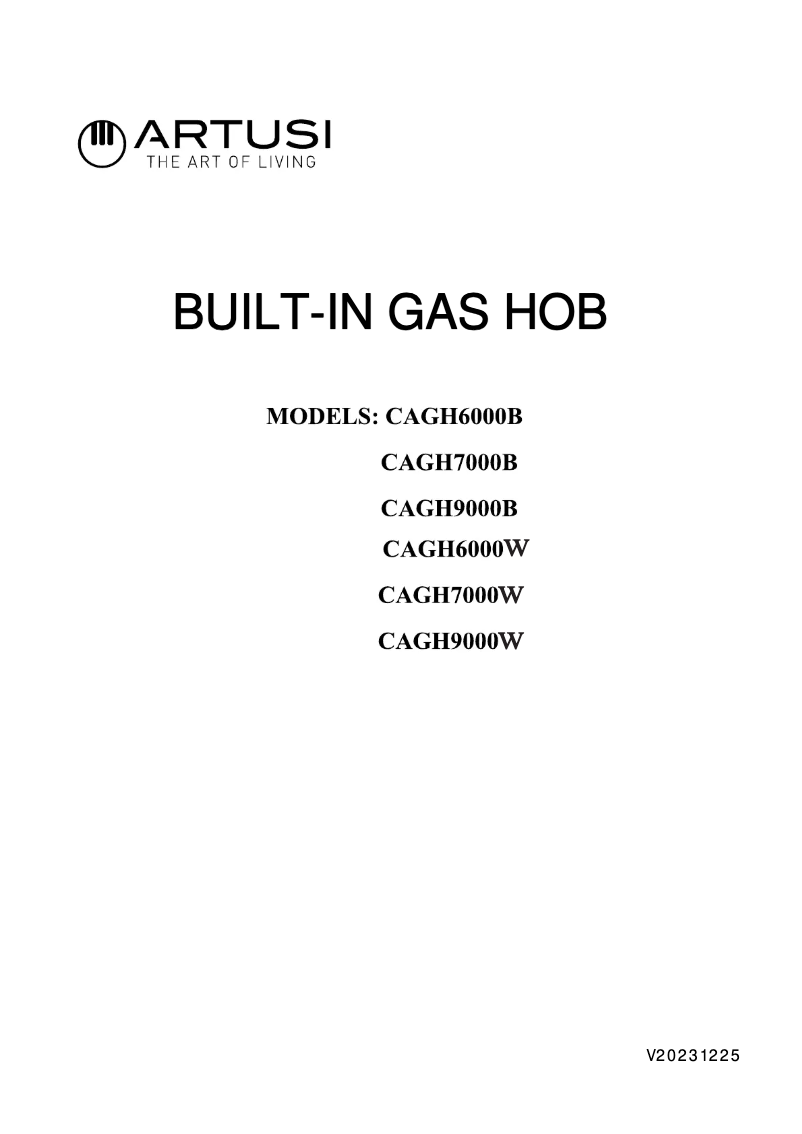 Page 1 de la notice Manuel utilisateur Artusi CAGH75X-1