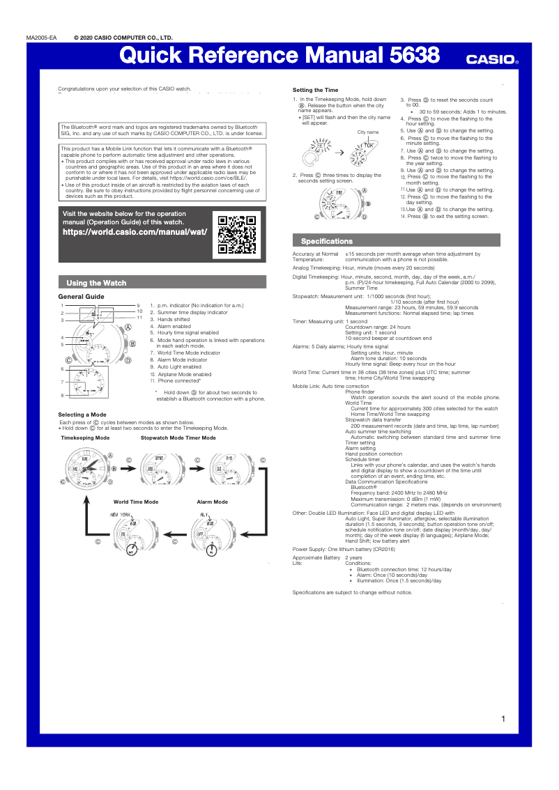 Imagen de la primera página del manual del dispositivo Edifice BCE-20