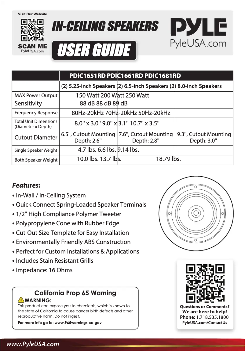 Page 1 de la notice Manuel utilisateur Pyle PDIC1681RD