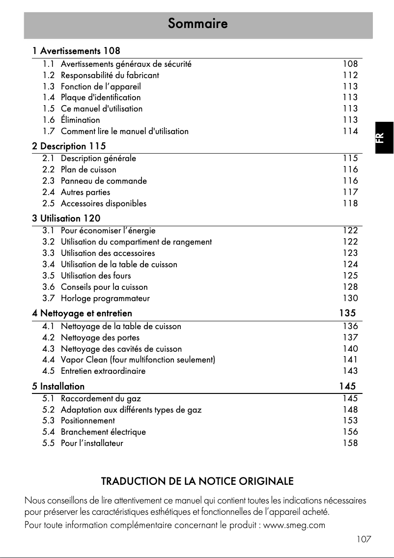 Page n°1 - Manuel utilisateur Smeg TR4110AZ