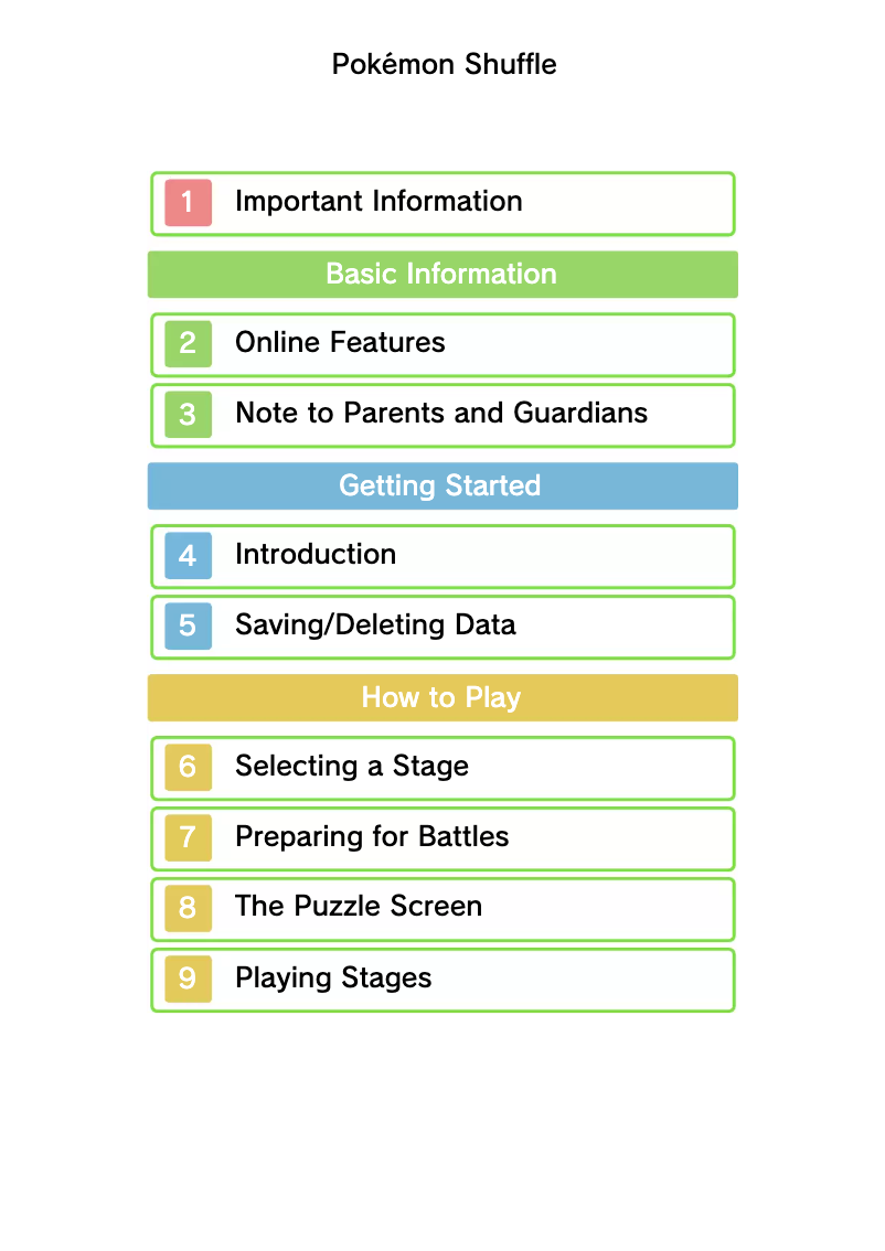 Page 1 de la notice Manuel utilisateur Nintendo Pokemon Shuffle (3DS)