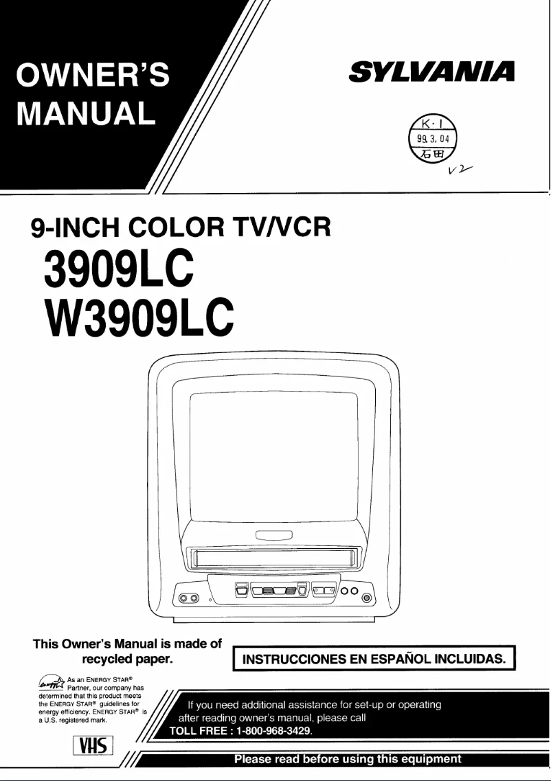 Page n°1 - Manuel utilisateur Sylvania W3909LC