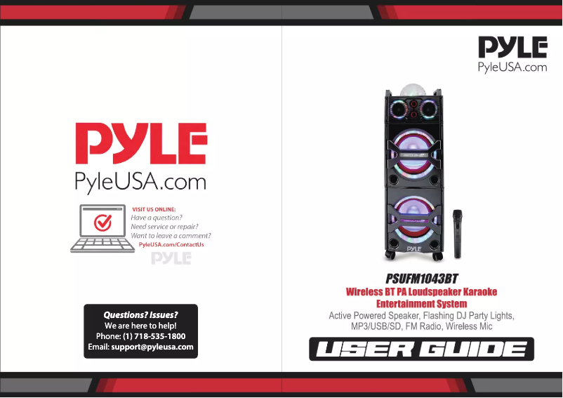 Page 1 de la notice Manuel utilisateur Pyle Disco Jam 2 PYPSUFM1043B