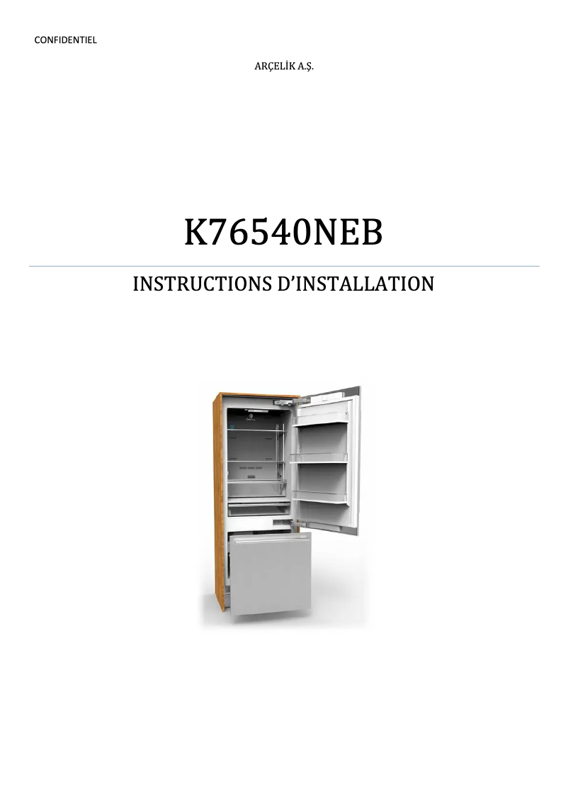 Page 1 de la notice Manuel utilisateur Beko BBBF3019WE