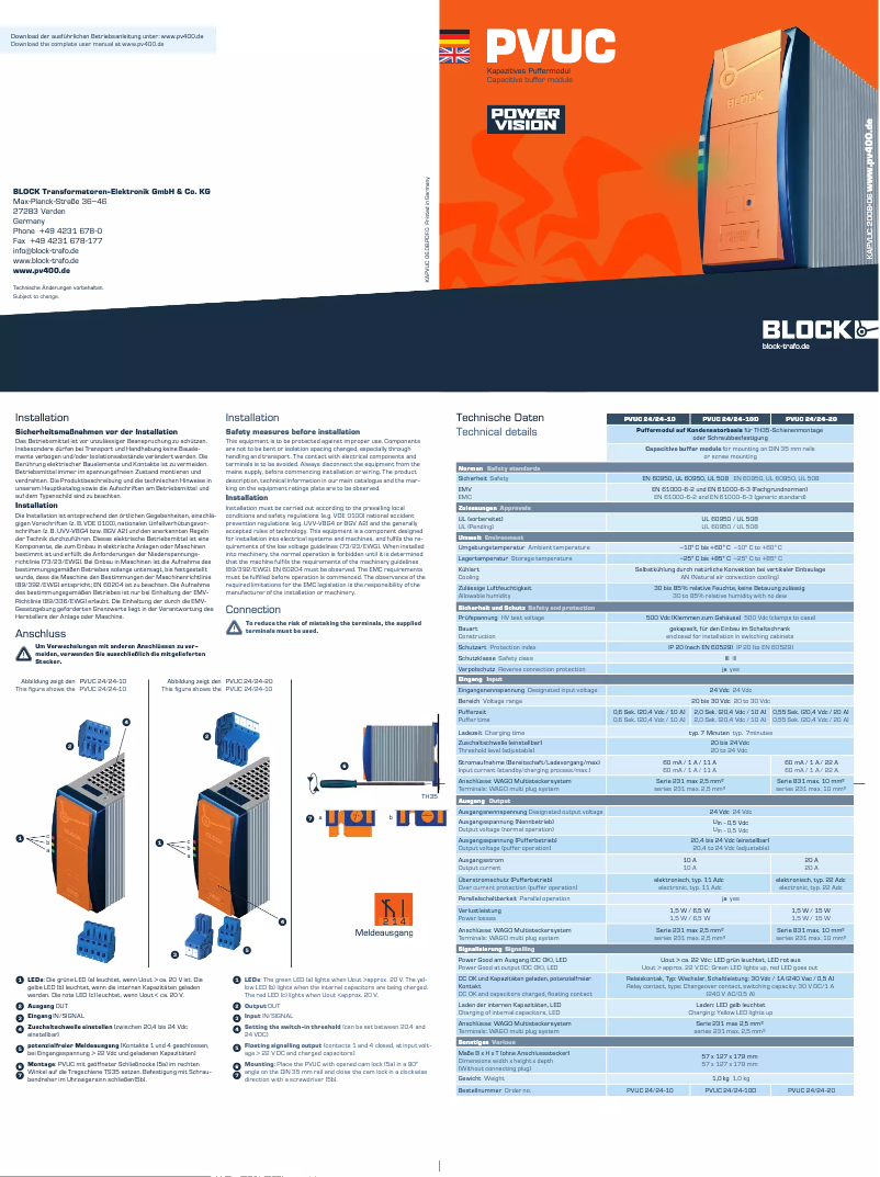 Page n°1 - Manuel utilisateur Block PVUC 24/24-20