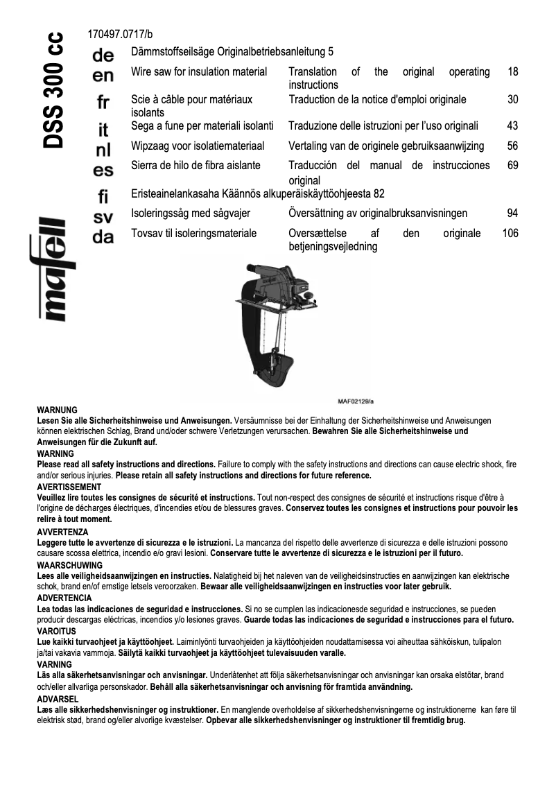 Page n°1 - Manuel utilisateur Mafell DSS 300 CC