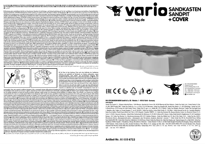 Imagen de la primera página del manual del dispositivo Vario Sandpit + Cover