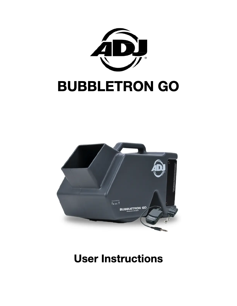 Page 1 de la notice Manuel utilisateur American DJ Bubbletron Go