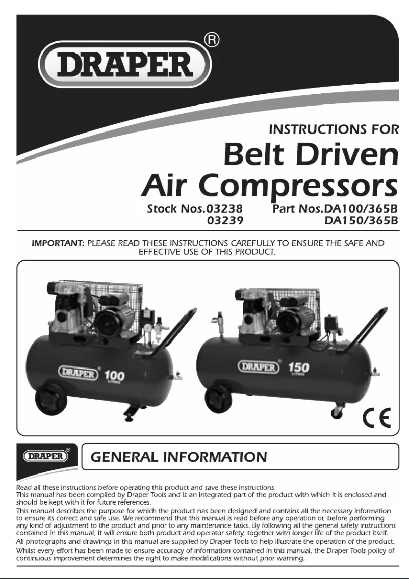 Page 1 de la notice Manuel utilisateur Draper 230V 150L