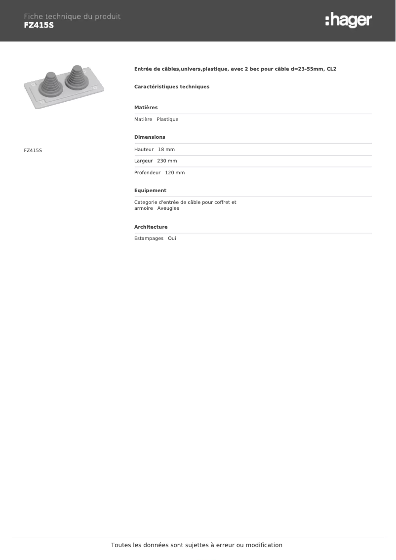 Image de la première page du manuel de l'appareil FZ415S