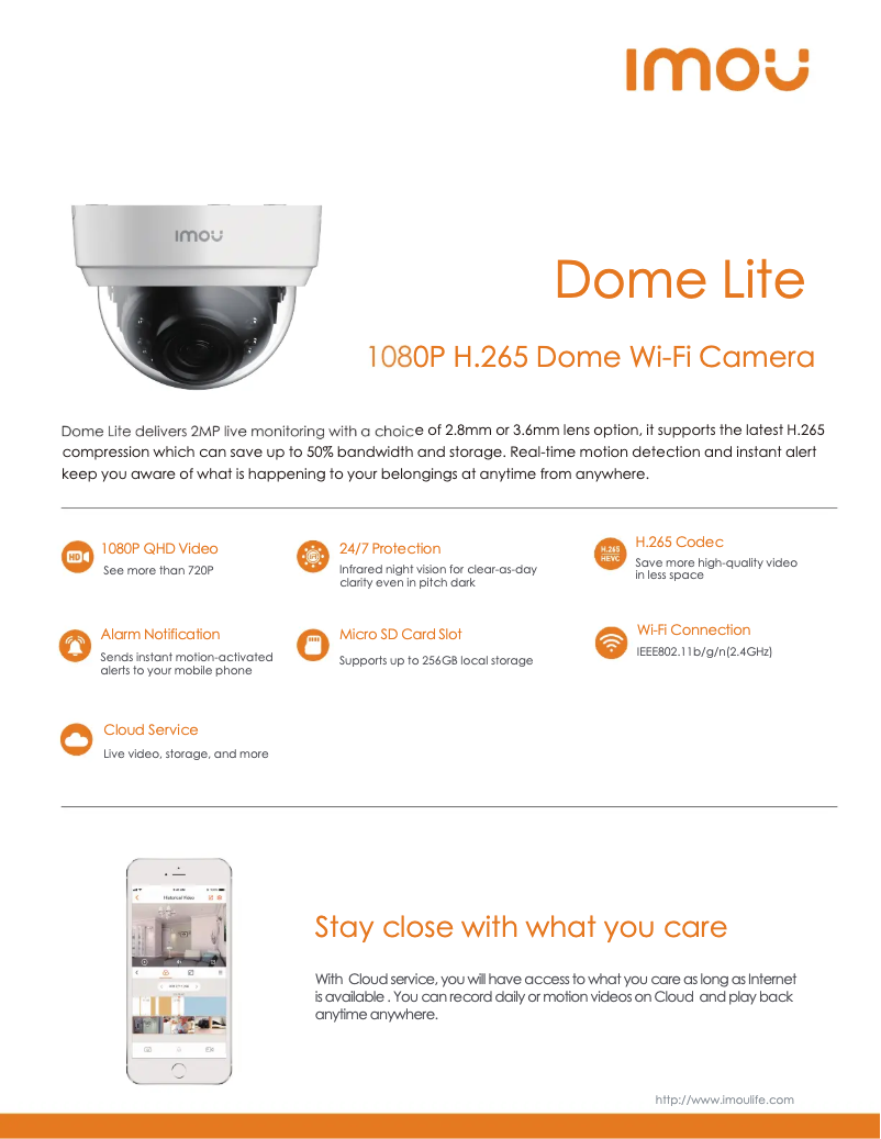 Página 1 del manual Ficha técnica Imou Dome Lite