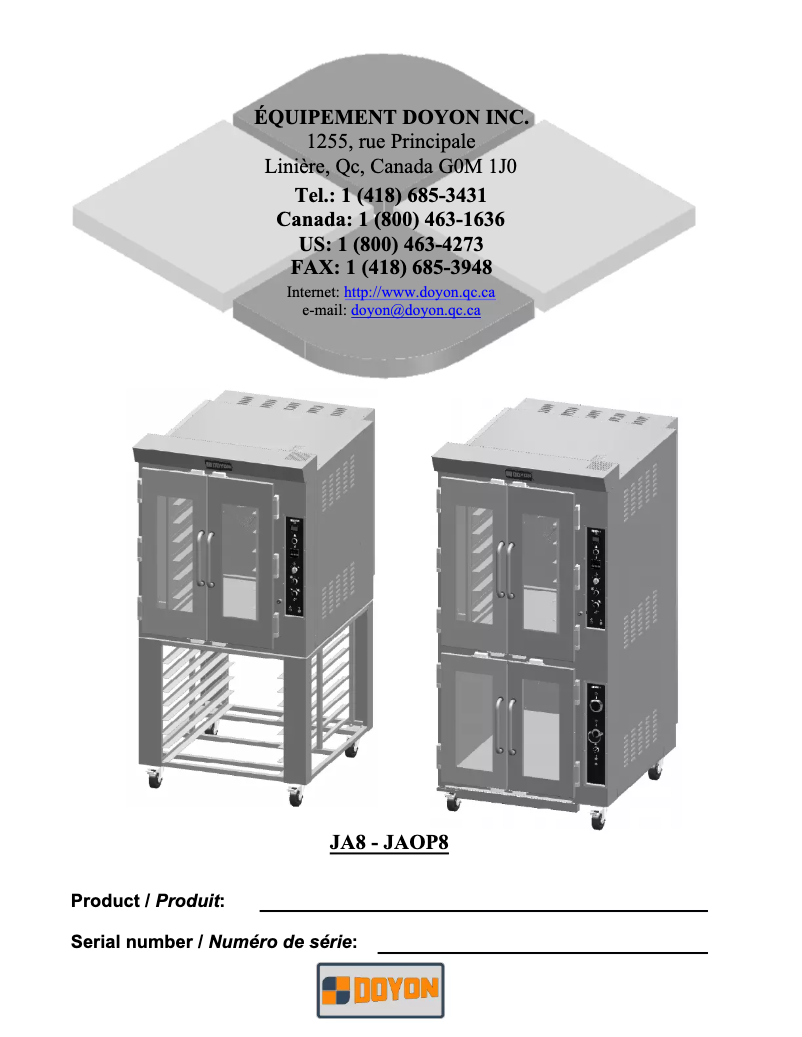Image de la première page du manuel de l'appareil JA8X