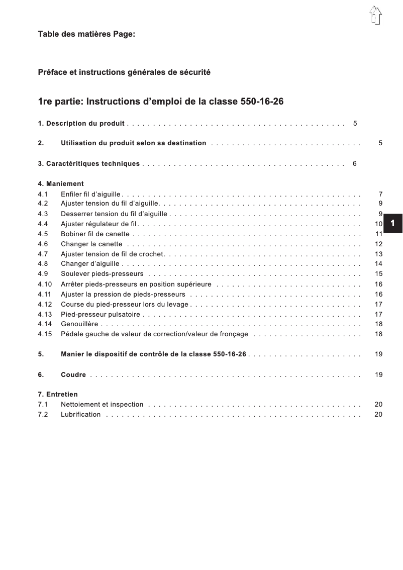 Page n°1 - Manuel utilisateur Dürkopp Adler 550-16-23