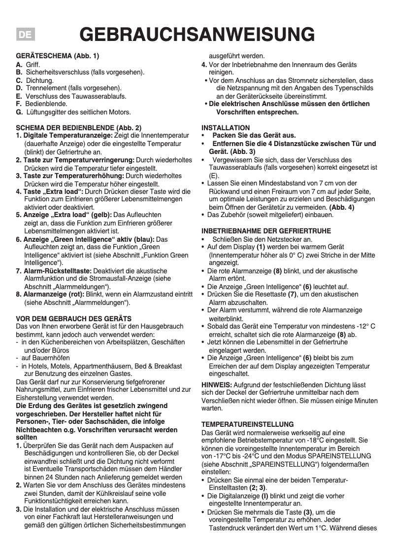 Page 1 de la notice Manuel utilisateur Bauknecht GTE Platinum 28