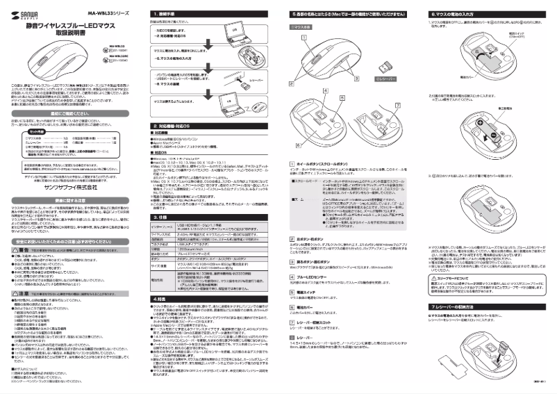 Page 1 de la notice Manuel utilisateur Sanwa MA-WBL33S